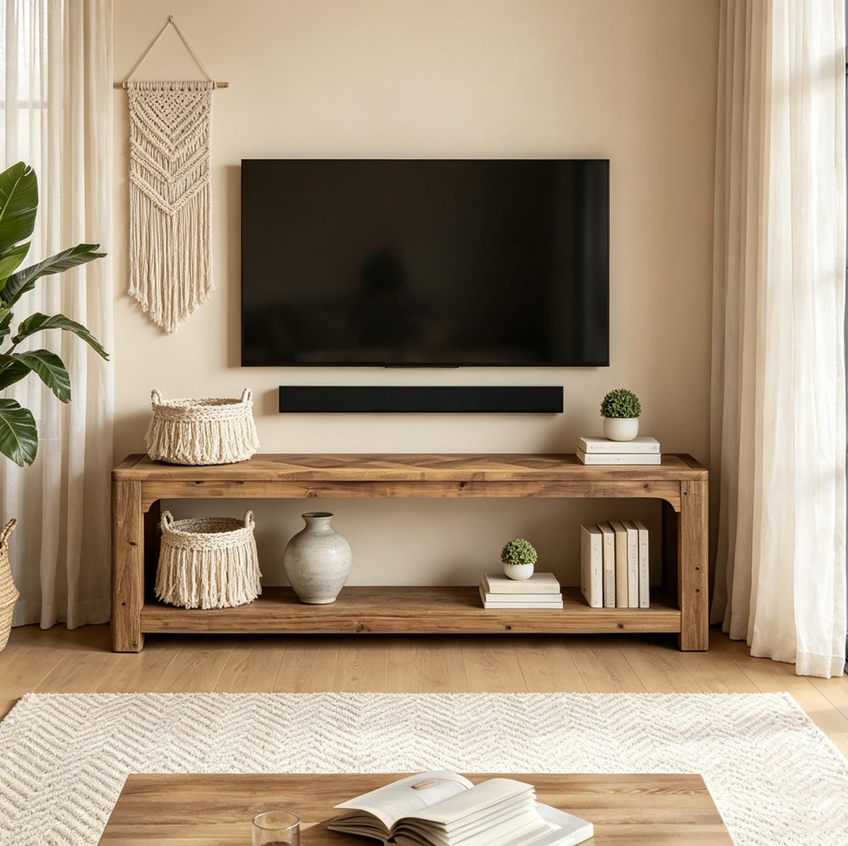 63" Solid Wood TV Stand E2974