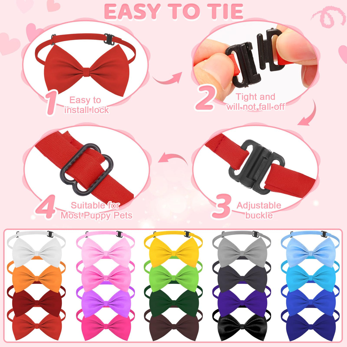 240 Pcs Dog Bow Ties with Adjustable Collar J579434
