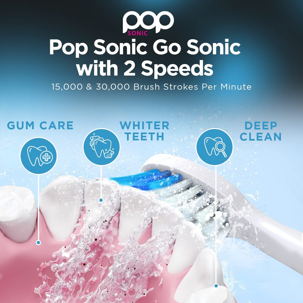 White Electric Toothbrush with 2 Replacement Heads V9247