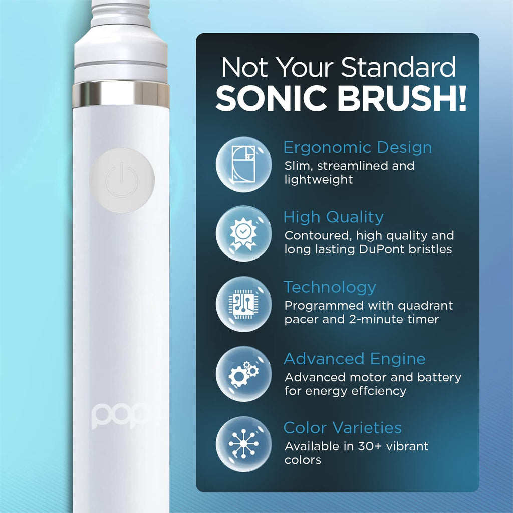 White Electric Toothbrush with 2 Replacement Heads V9247
