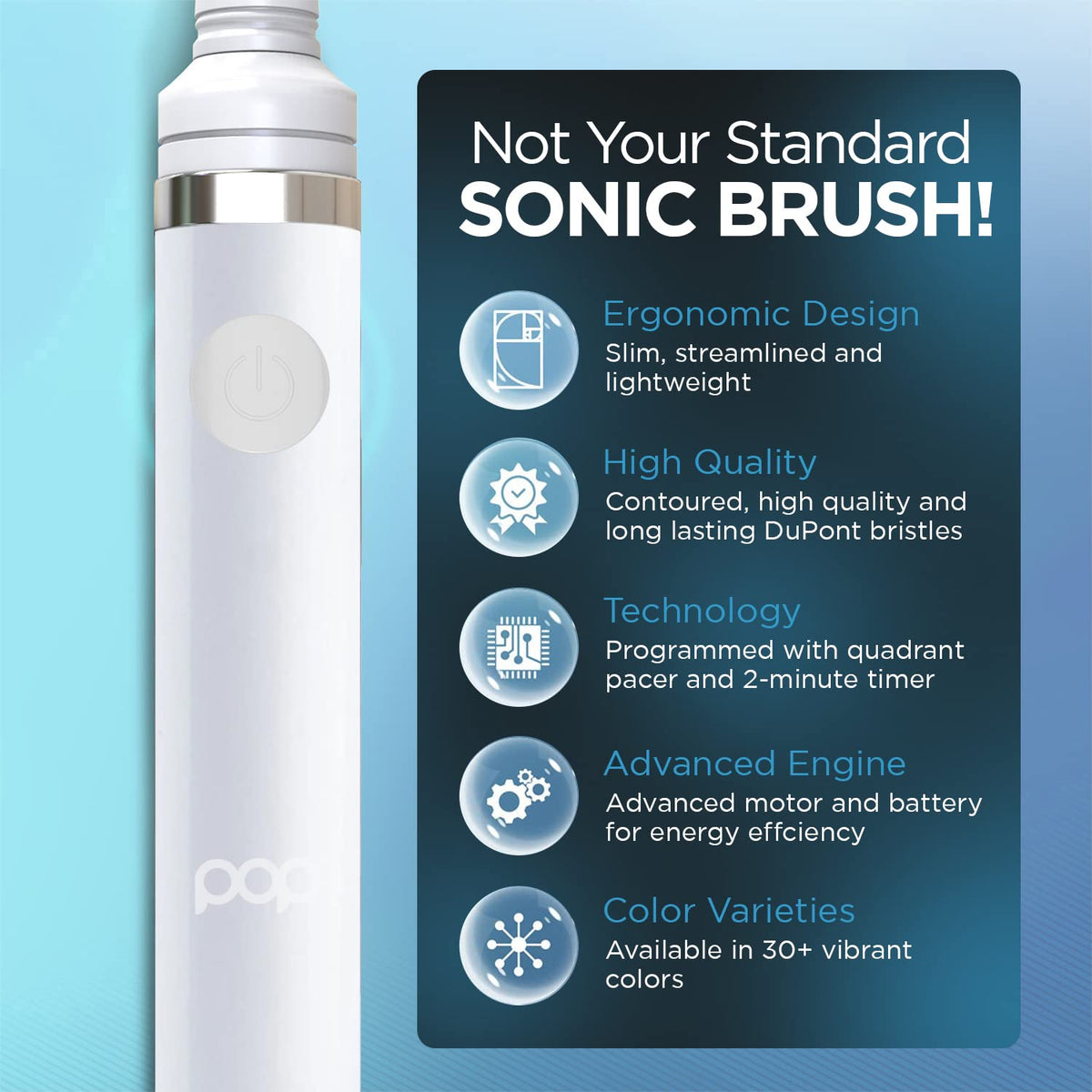 White Electric Toothbrush with 2 Replacement Heads V9247