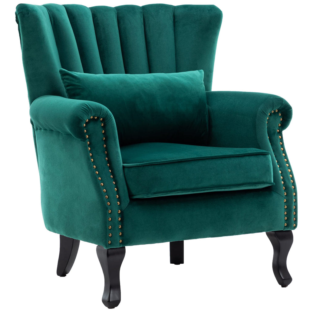 Velvet Accent Chairs Set of 2 Green Q130