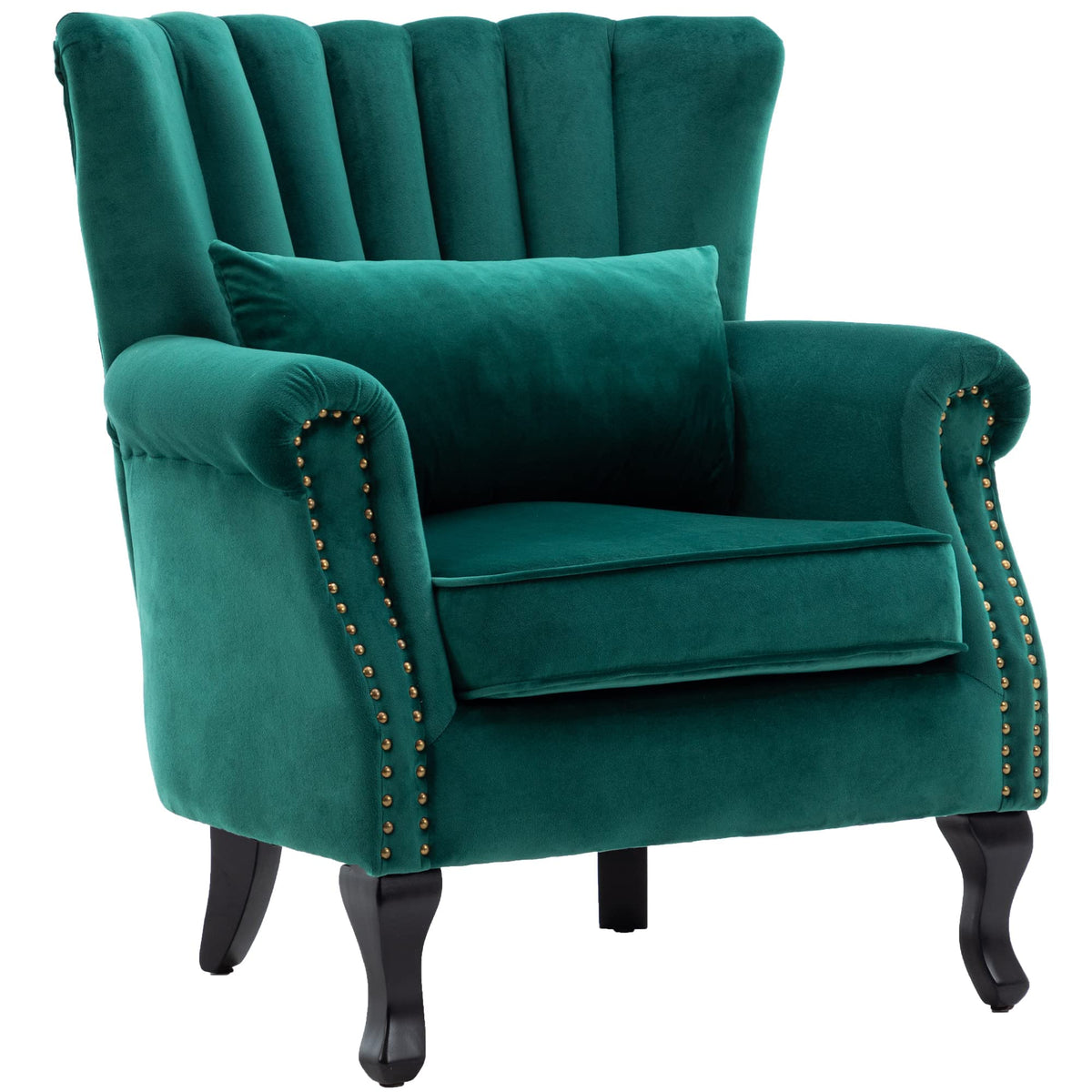 Velvet Accent Chairs Set of 2 Green Q130