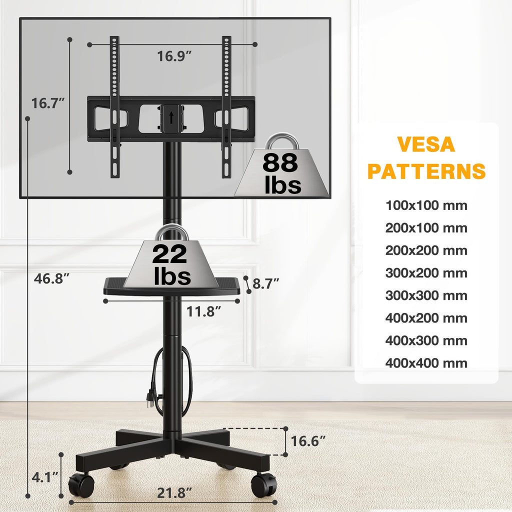 Mobile TV Stand with Power Outlet for 23-65 Inch TVs B701606
