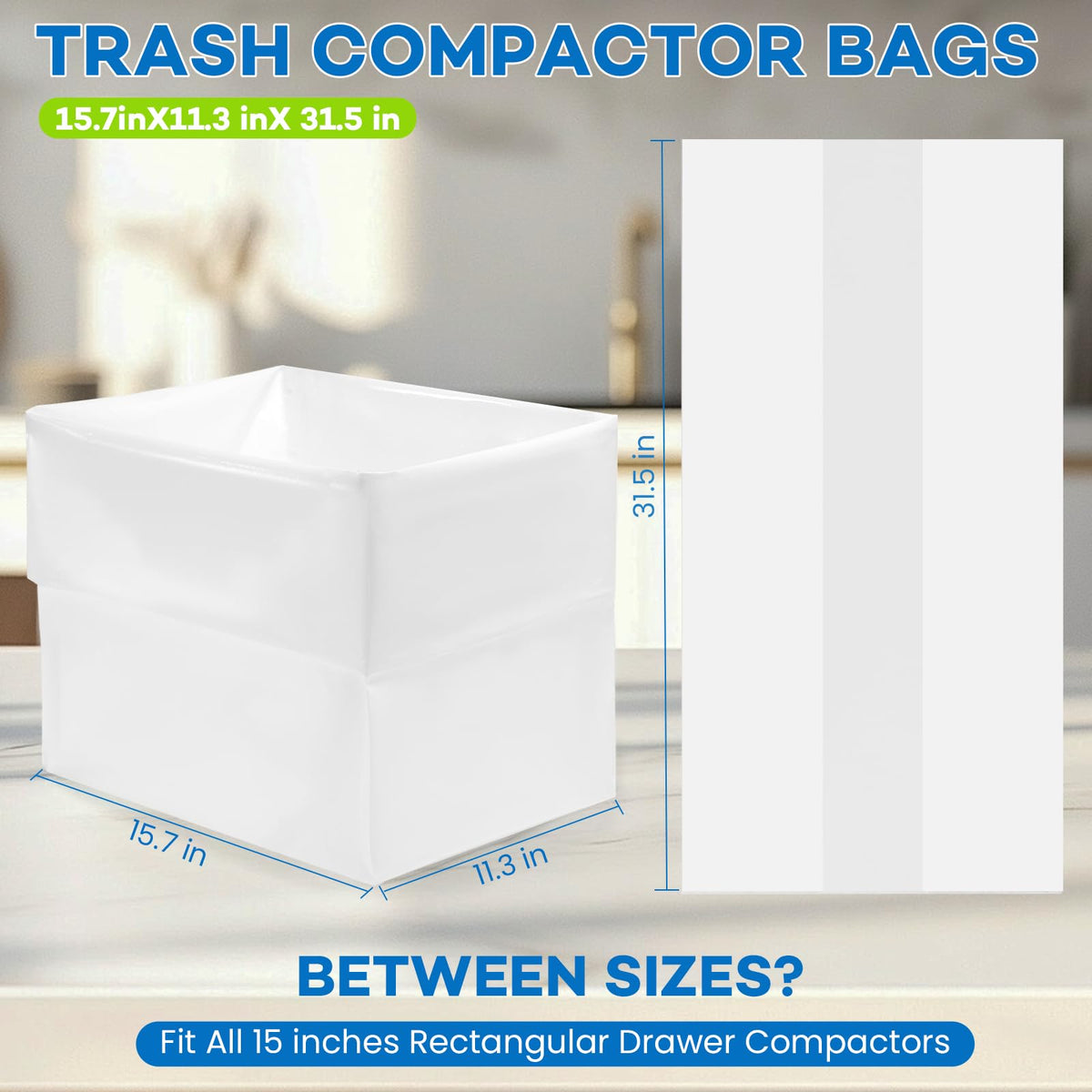 80-pack 2.6 mils White Trash Compactor Bags with Twist Ties D206926