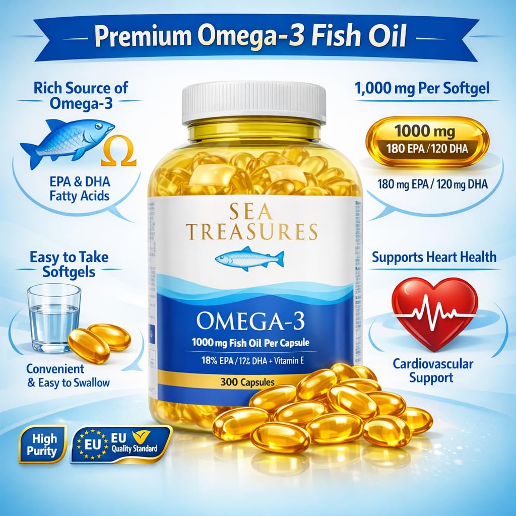 Omega 3 Fish Oil 1000 mg 300 Soft gels M75996