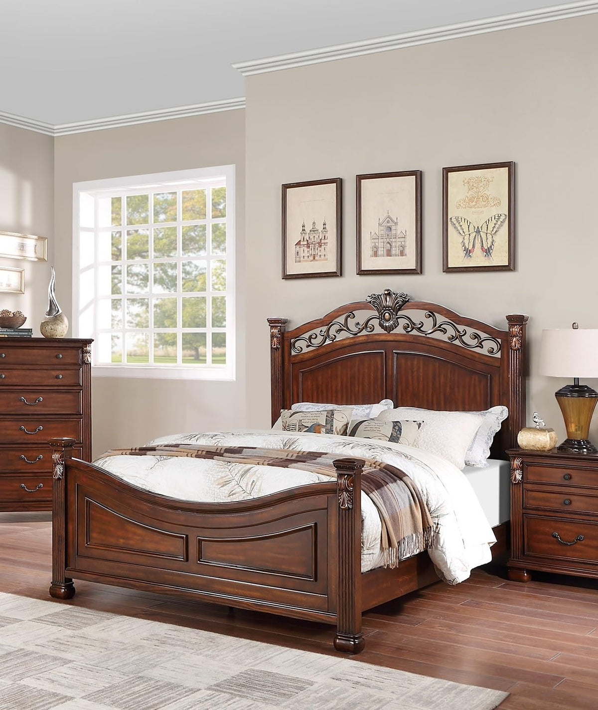 California King Size Bed with Headboard and Footboard G154635