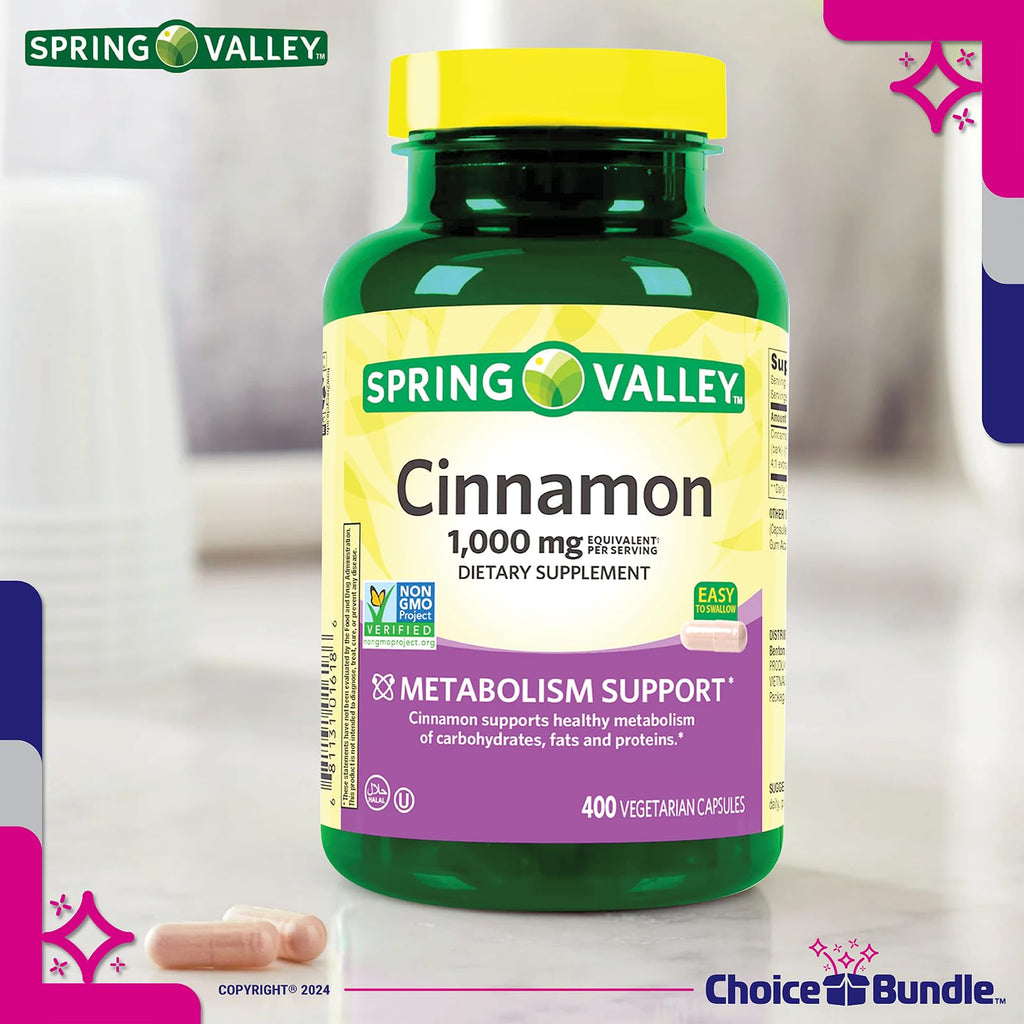 Cinnamon Supplement 1000mg 400 ct Vegetarian Capsules T2595