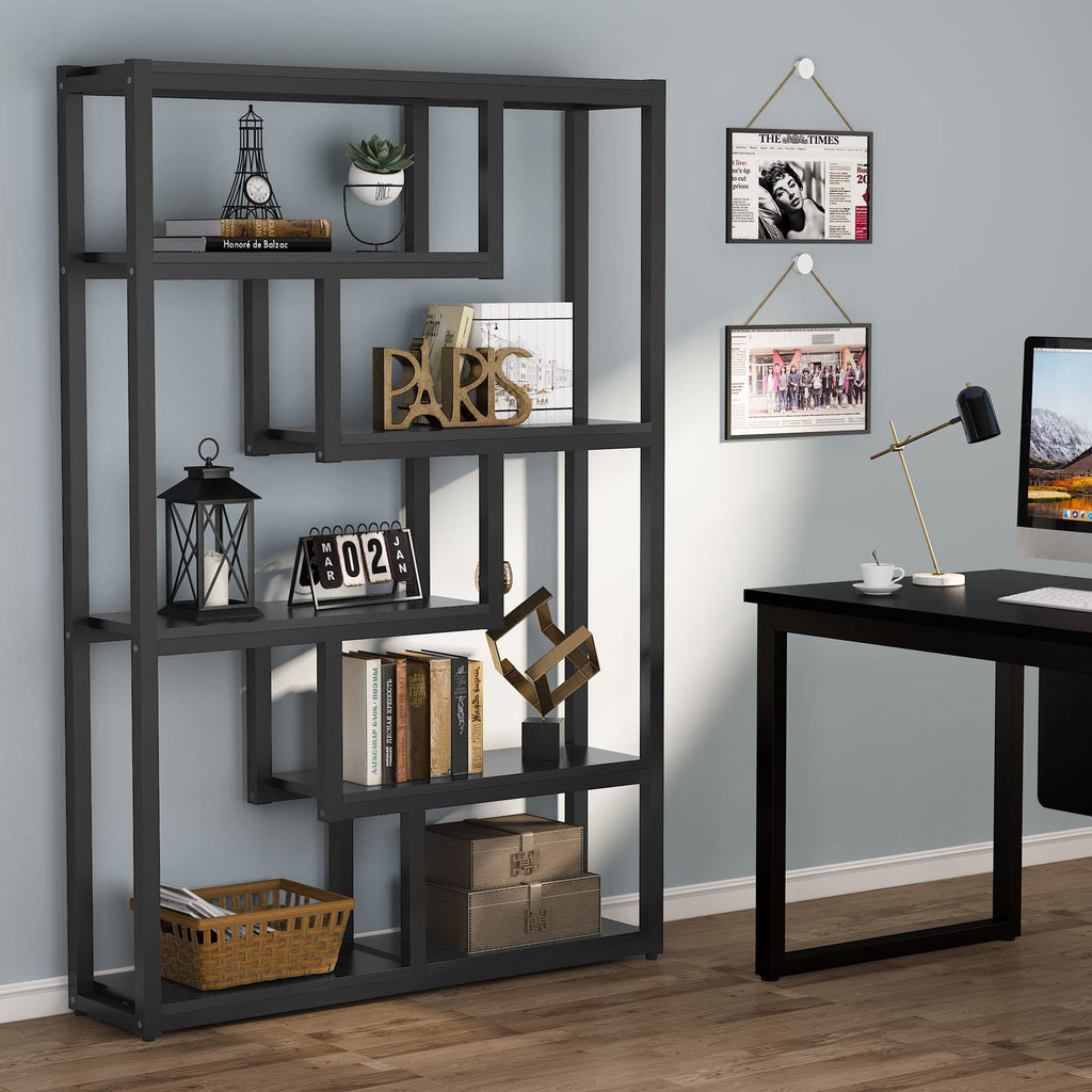 6-Shelf 69 Inch Tall Black Bookshelf U50563