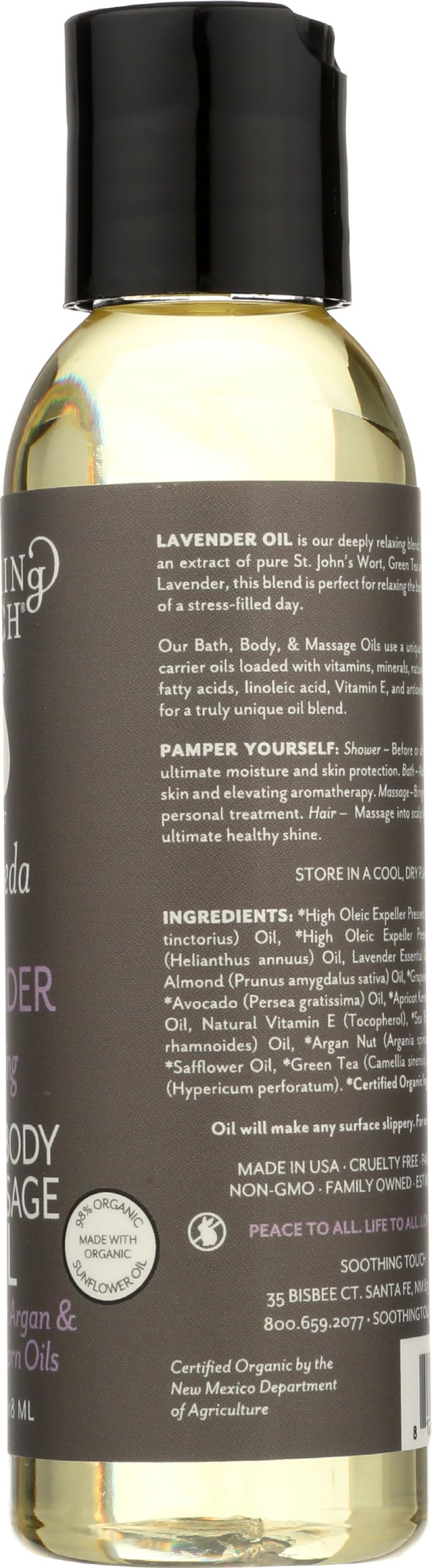 Organic Calming Lavender Bath, Body & Massage Oil, 4 Oz B758
