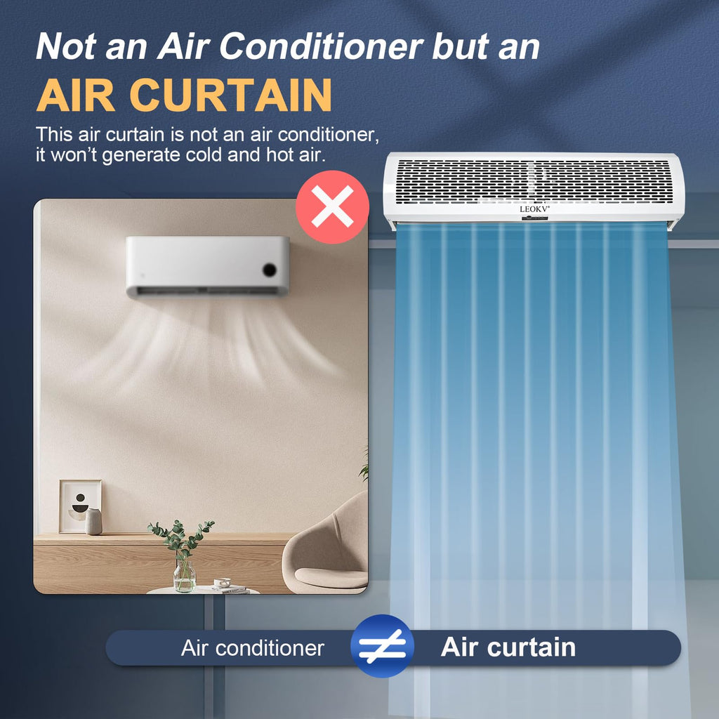 White 36 Inch 2 Speeds Remote Control Air Curtain D7649