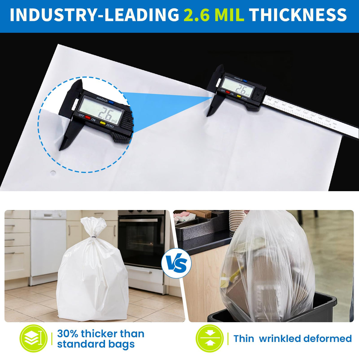 80-pack 2.6 mils White Trash Compactor Bags with Twist Ties D206926