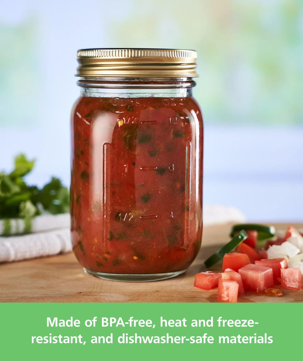 16 oz Regular Mouth Glass Canning Jars with Lids and Rings, 12-Pack U746082