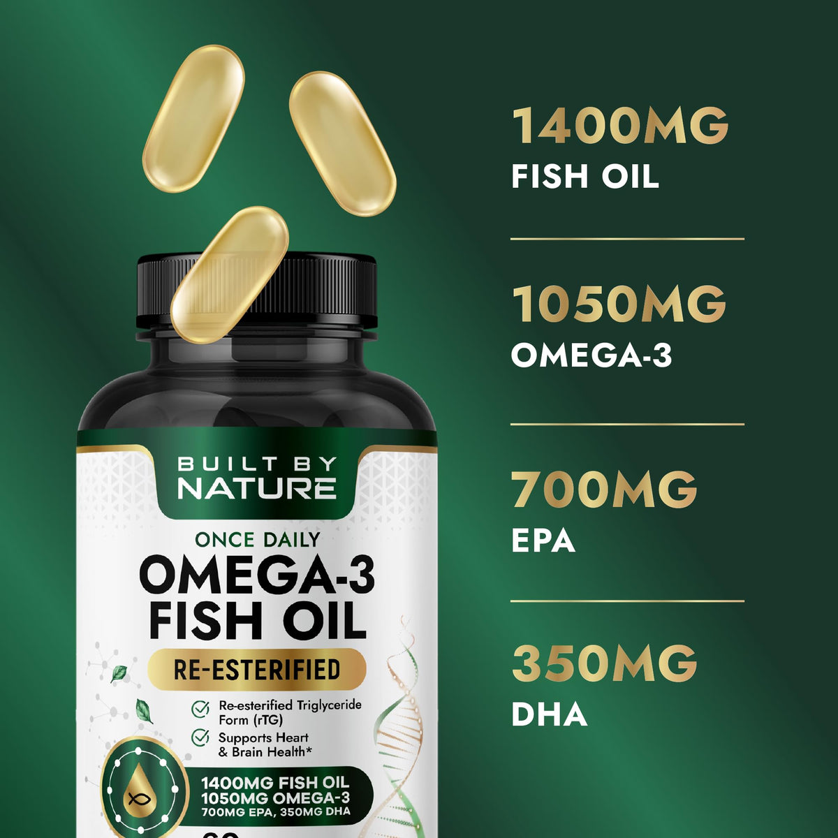 Omega 3 Fish Oil 1400 mg 60 Softgels U76611