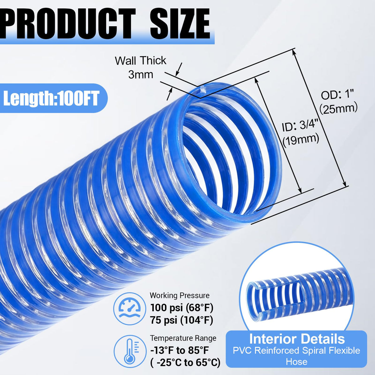 Blue Heavy Duty PVC Suction Hose A15113