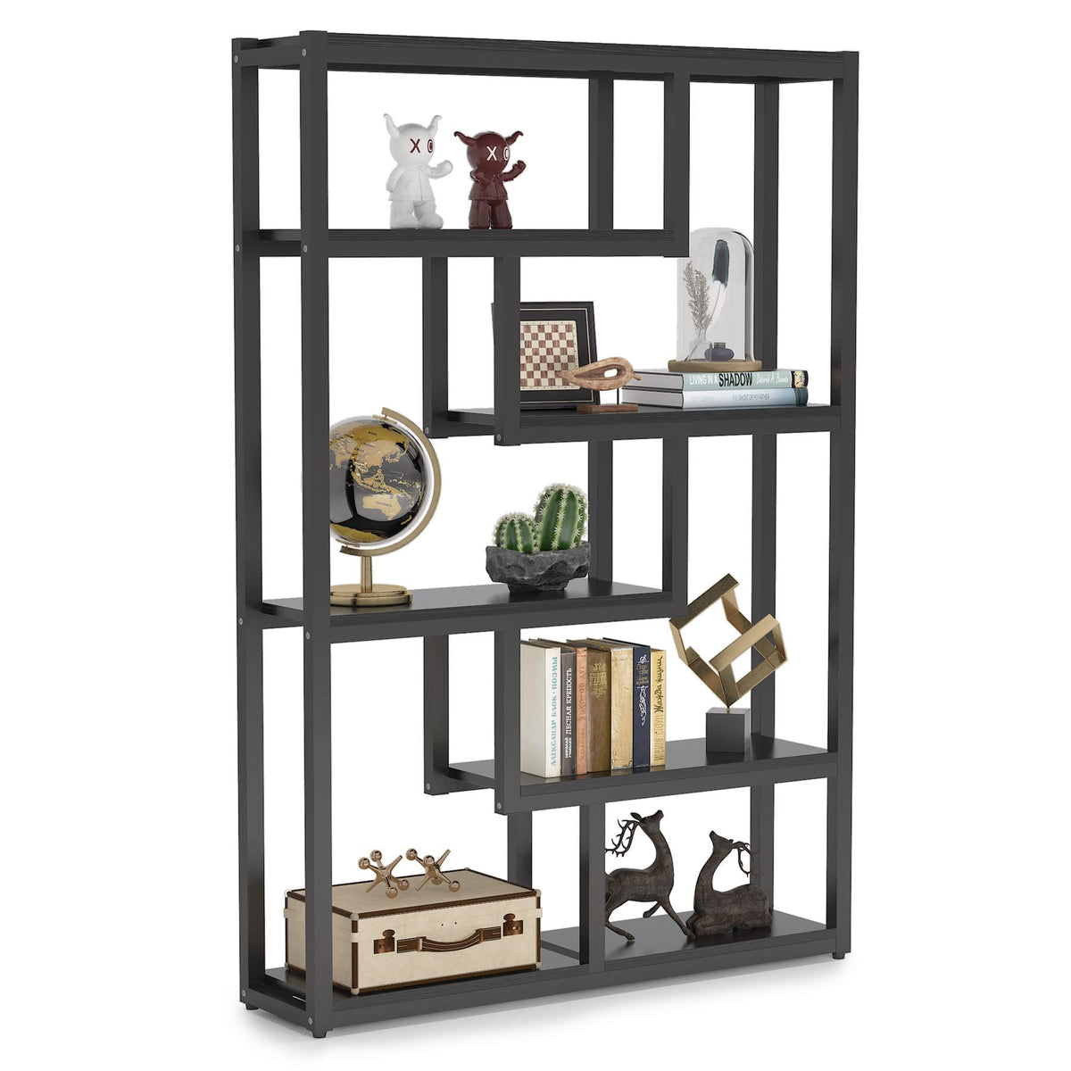 6-Shelf 69 Inch Tall Black Bookshelf U50563