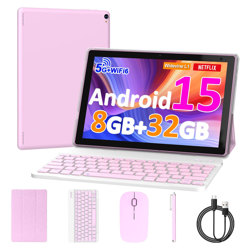 10 inch Android 15 Tablet 8GB RAM 32GB ROM Tablet PC with Keyboard Case Mouse Stylus X948825