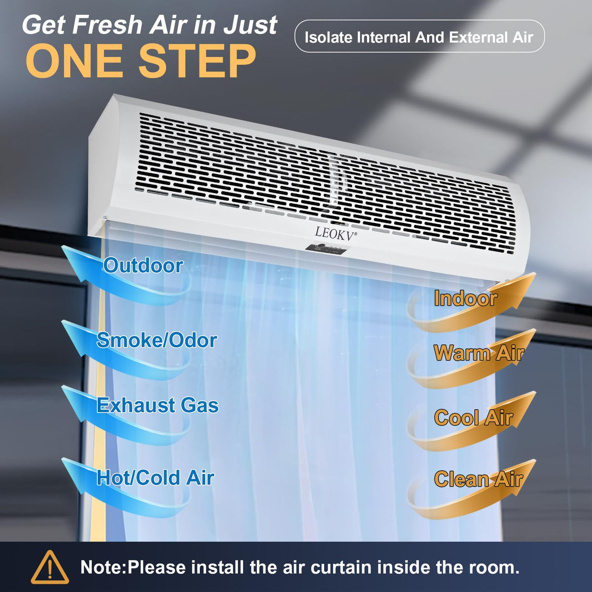 White 36 Inch 2 Speeds Remote Control Air Curtain D7649