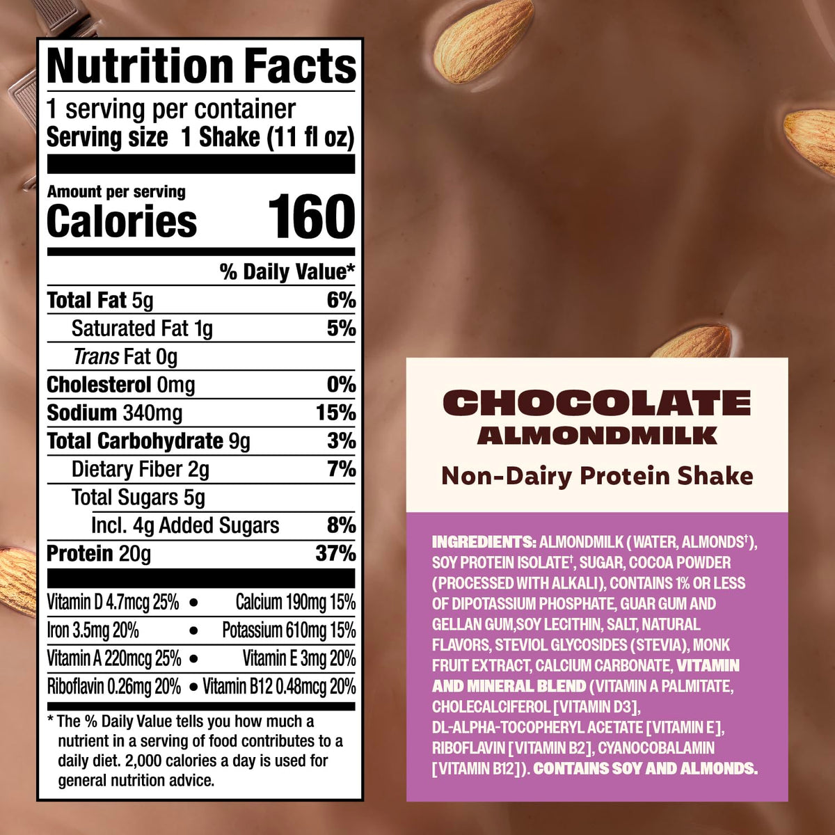 Chocolate Almondmilk Protein Shake 20g Protein 12 Pack Z20171