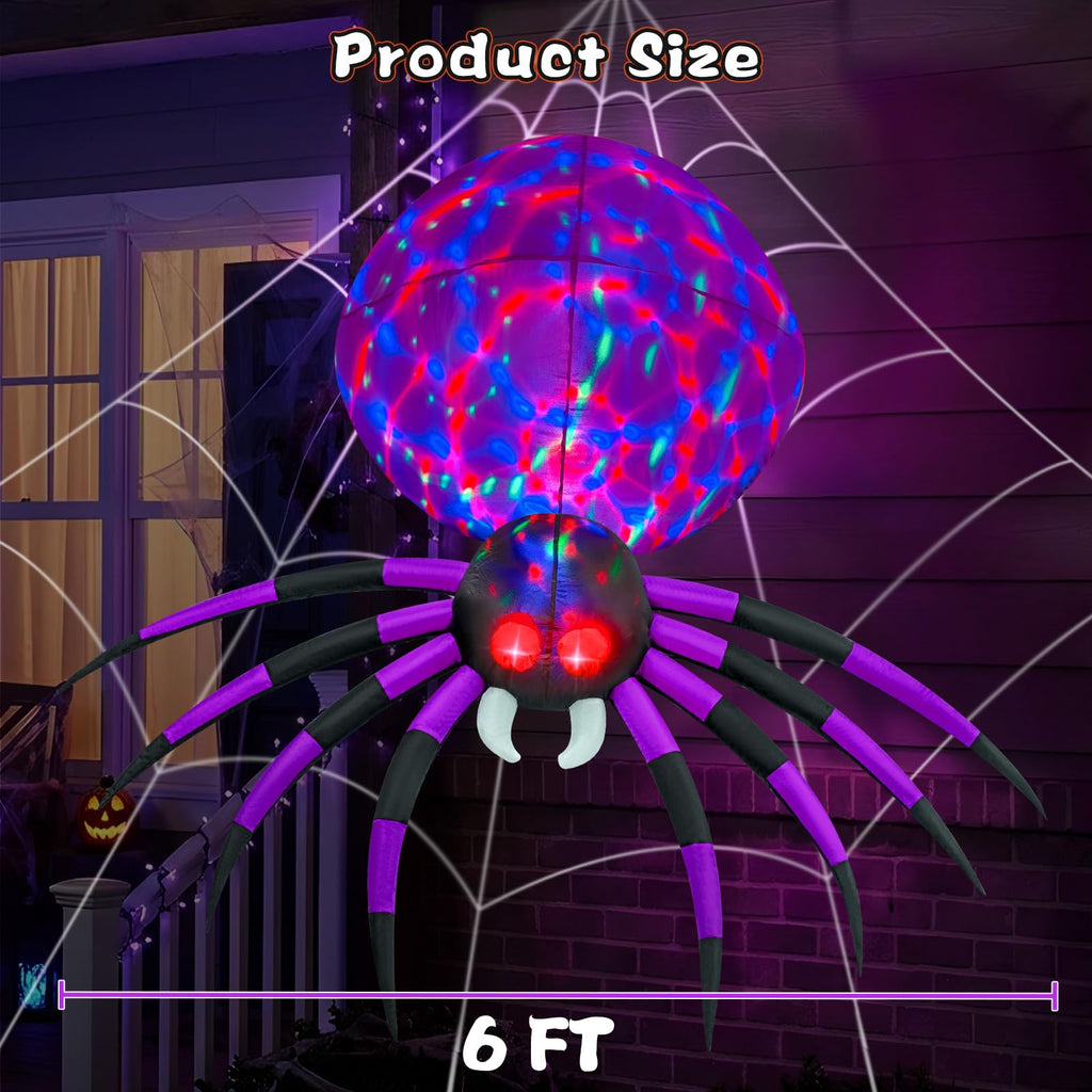 6 FT Inflatable Spider Outdoor Decoration with LED Lights P79835