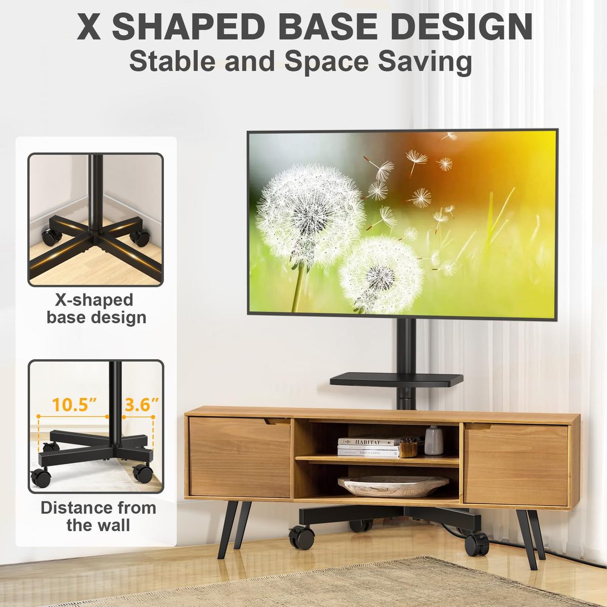 Mobile TV Stand with Power Outlet for 23-65 Inch TVs B701606