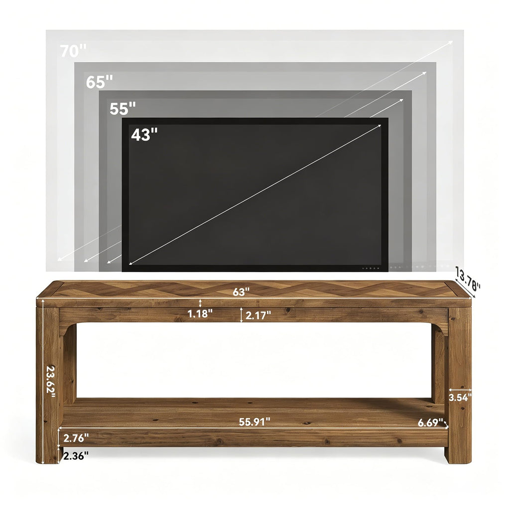 63" Solid Wood TV Stand E2974