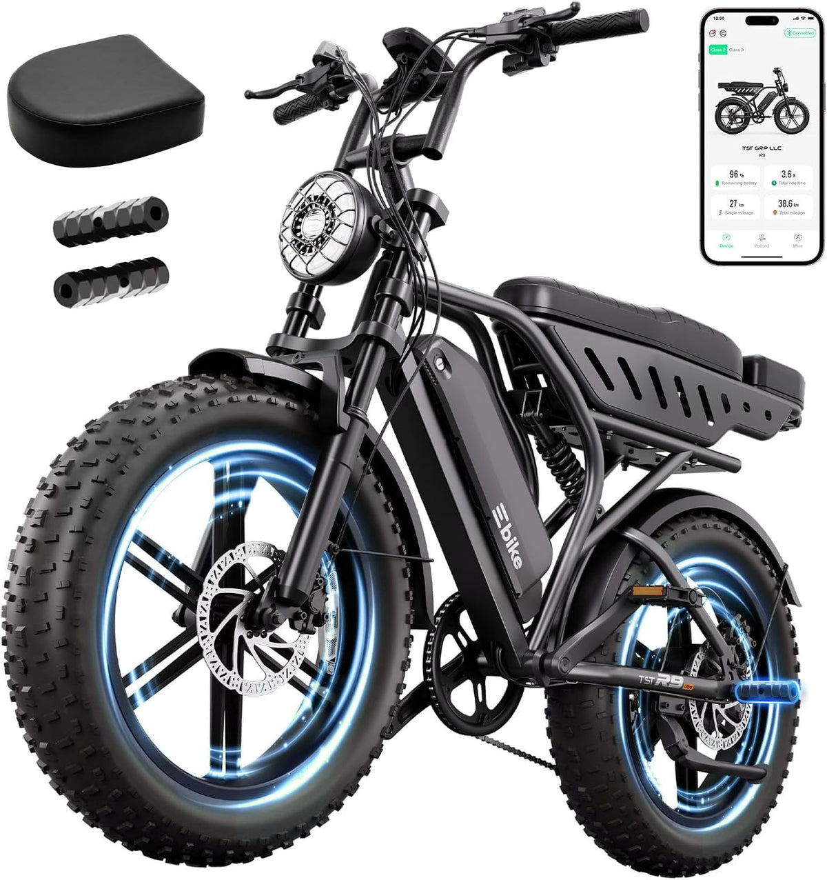 Electric Bike 48V 15Ah Battery 1500W Peak Motor 20 4.0 Fat Tire W39894