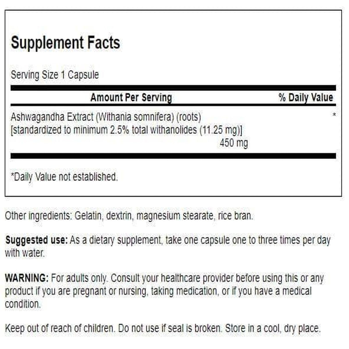 Ashwagandha Extract 450 mg 60 Capsules K6751