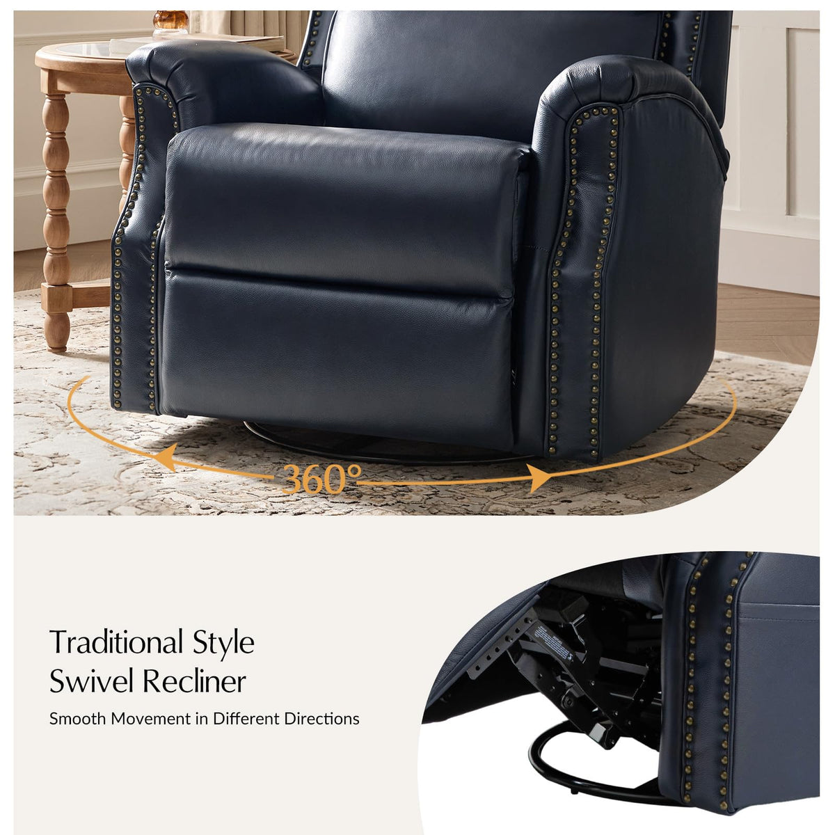 Navy Swivel Rocking Recliner X278