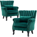 Velvet Accent Chairs Set of 2 Green Q130