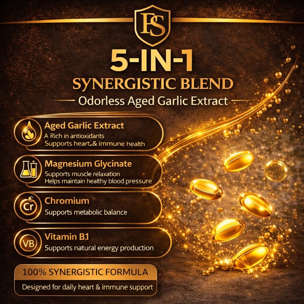 Aged Garlic Extract with Magnesium Chromium B1 & B9 300 Capsules U710