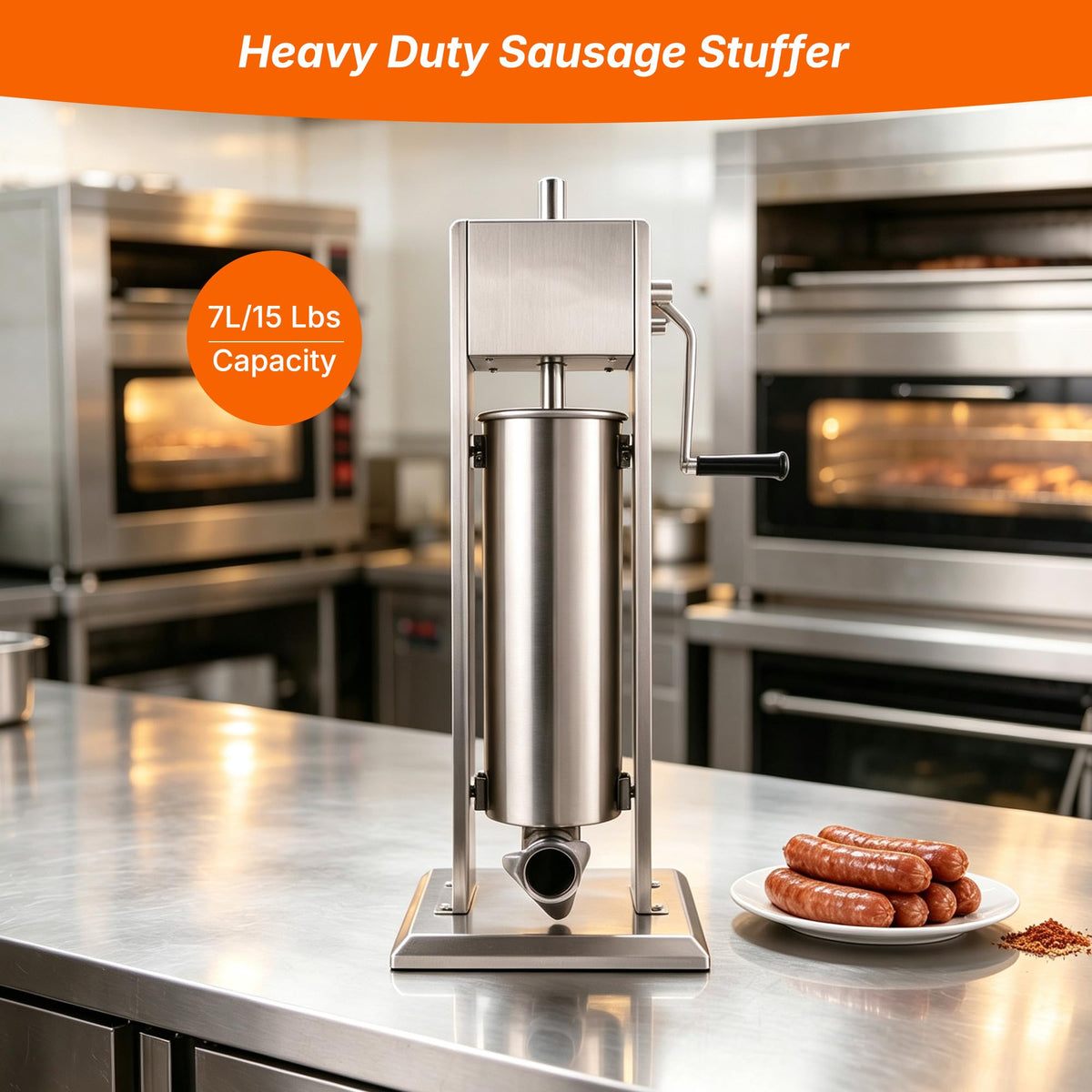 Stainless Steel Vertical Sausage Stuffer 15Lb Y79325