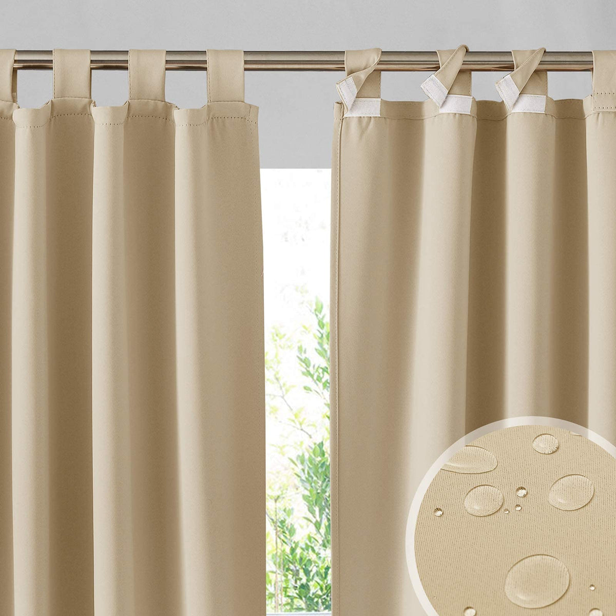 Waterproof Outdoor Curtains 2 Panels N228465