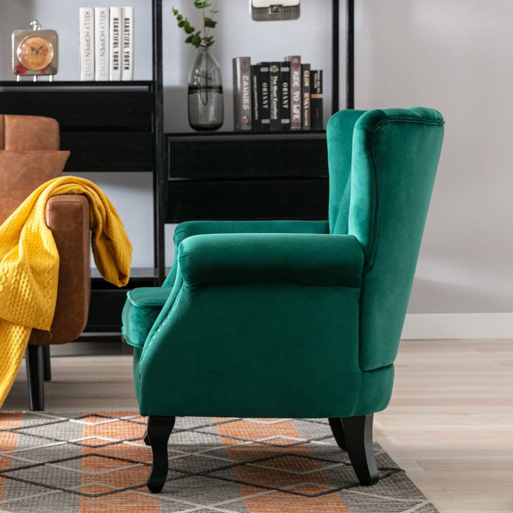 Velvet Accent Chairs Set of 2 Green Q130