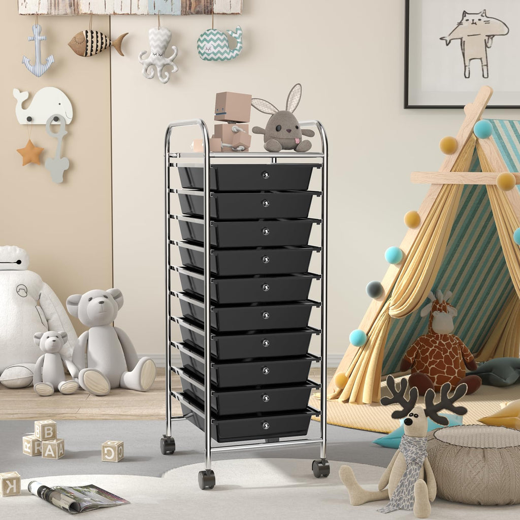 Rolling Utility Cart with 10 Drawers and Lockable Wheels H406780
