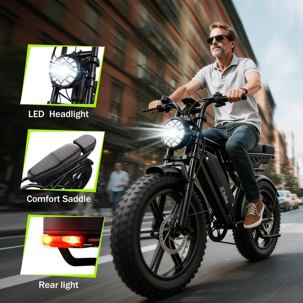 Electric Bike 48V 15Ah Battery 1500W Peak Motor 20 4.0 Fat Tire W39894