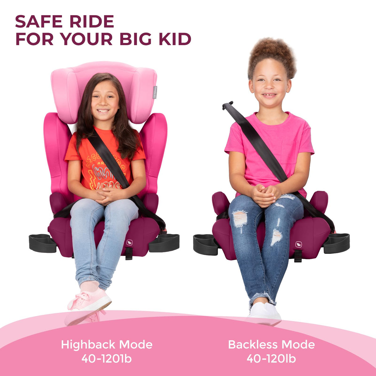 2-in-1 Belt Positioning Booster Seat, Pink W290289