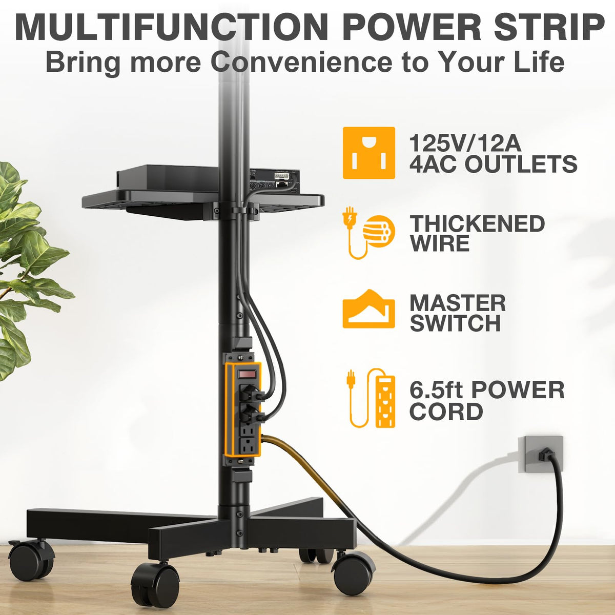 Mobile TV Stand with Power Outlet for 23-65 Inch TVs B701606