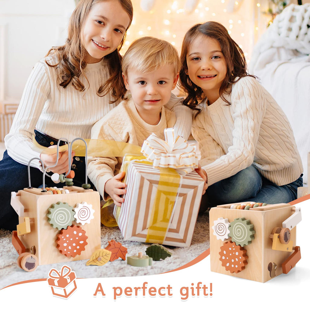 5 in 1 Wooden Activity Cube Bead Maze Shape Sorter X880591