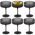 6 Pieces 10.5oz Black Ribbed Acrylic Cocktail Glasses P487797