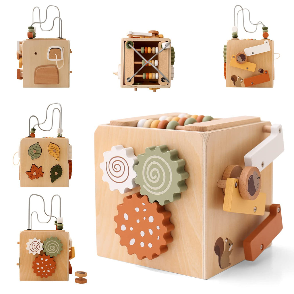 5 in 1 Wooden Activity Cube Bead Maze Shape Sorter X880591