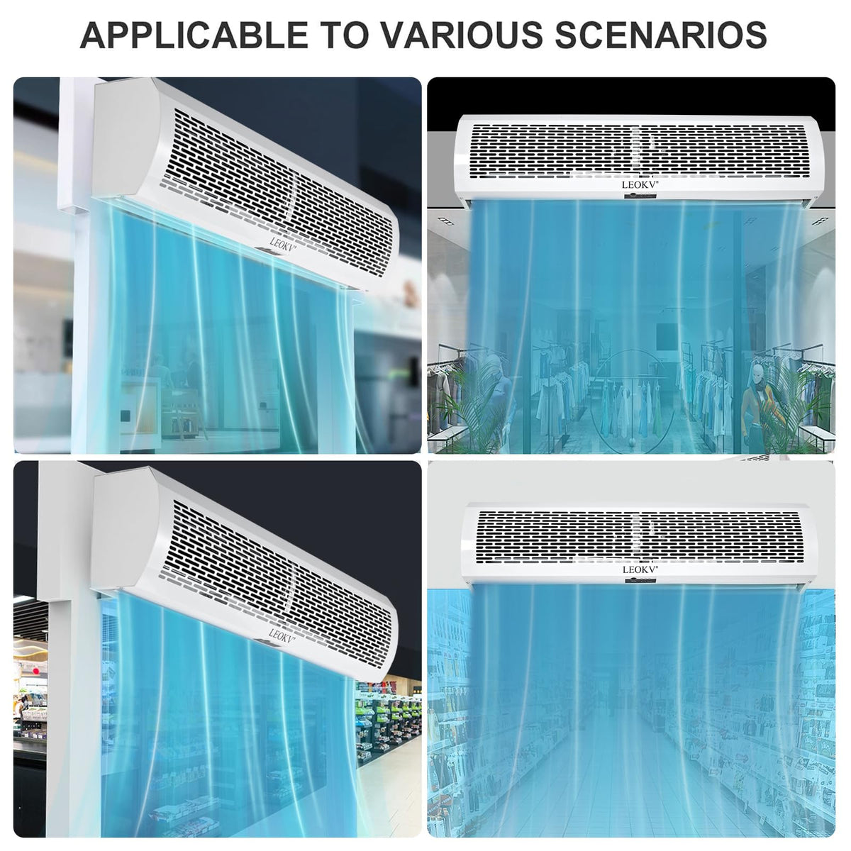 White 36 Inch 2 Speeds Remote Control Air Curtain D7649