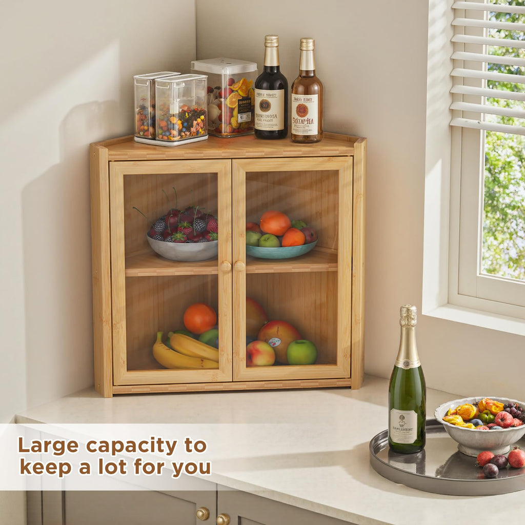 Double Layer Bamboo Bread Box with 2 Doors C38392