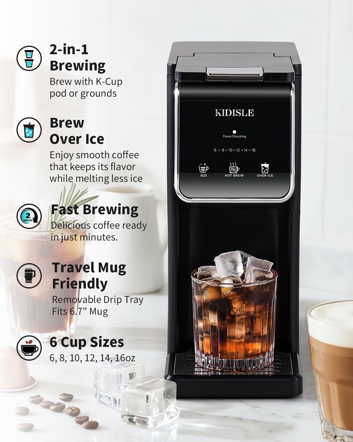 Black Single Serve Coffee Maker with 40oz Water Tank S39350