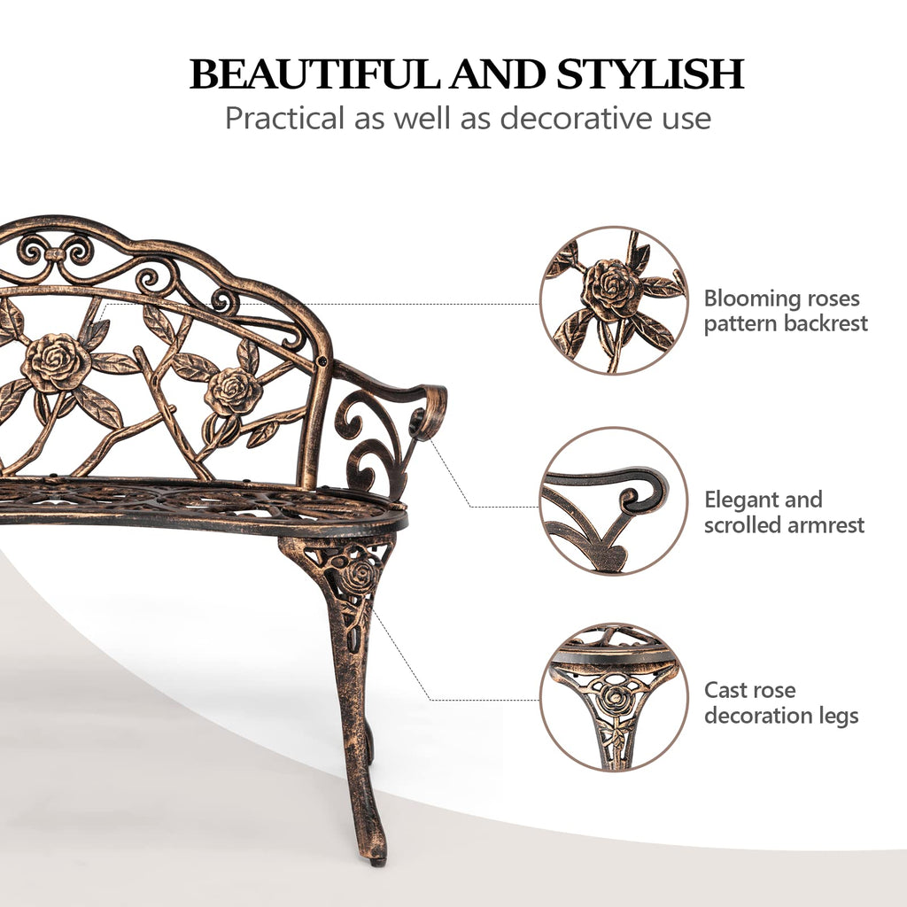 2 Seater Cast Iron Cast Aluminium Garden Bench W421