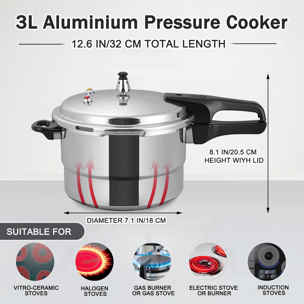 3 Quart Aluminum Pressure Cooker W548