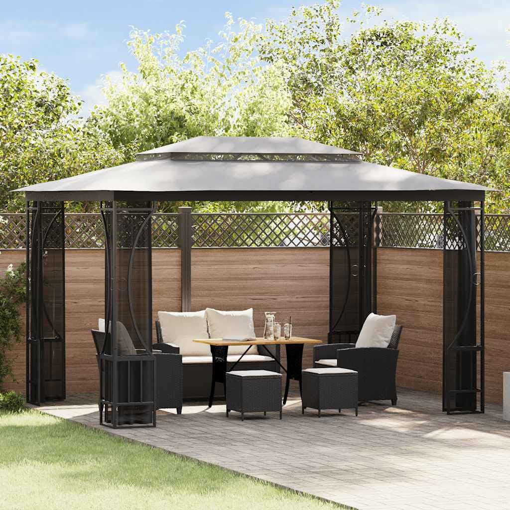 Steel Frame Gazebo with Nets 9.8x13.1x8.7 Feet Anthracite K97912