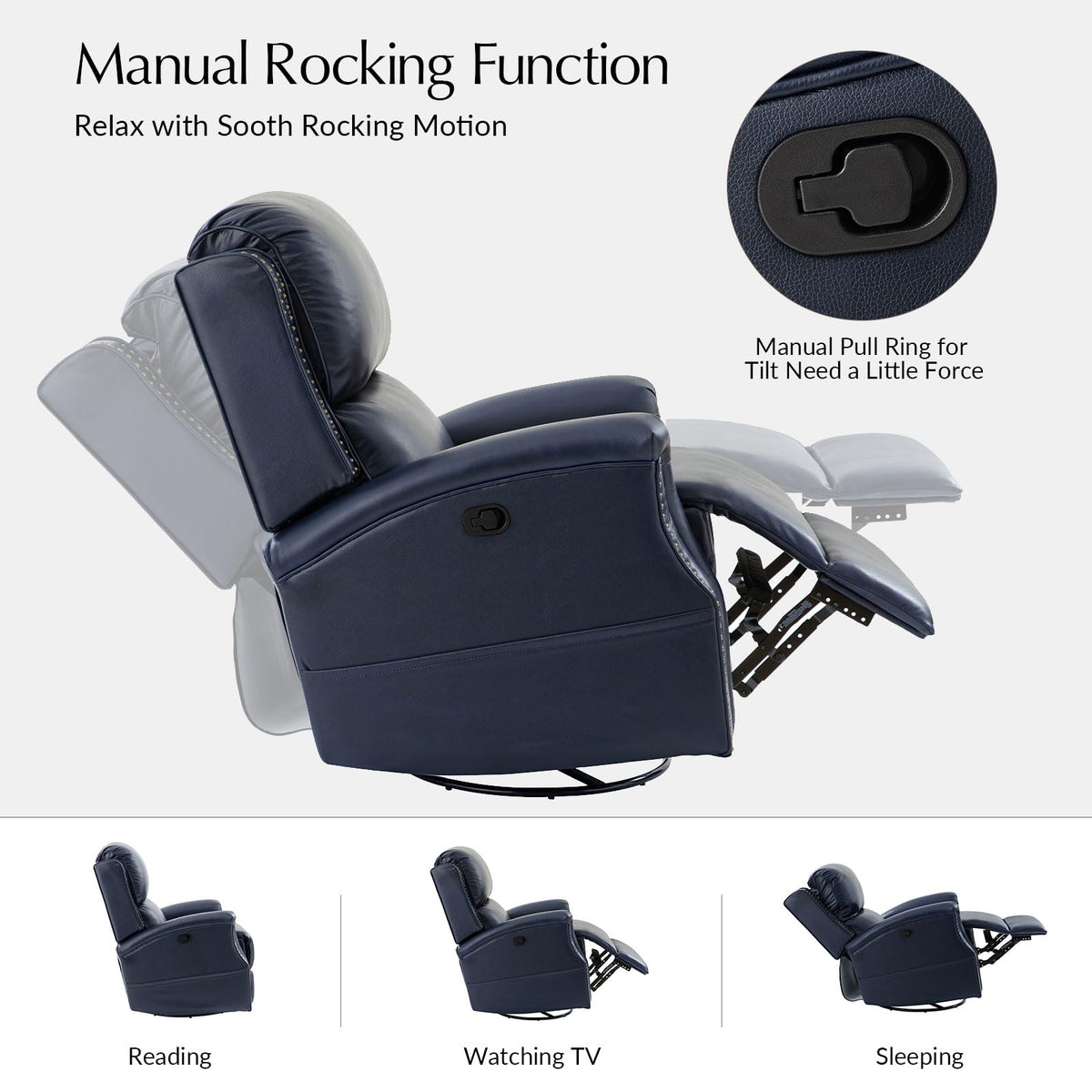 Navy Swivel Rocking Recliner X278