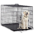 42 Inch Metal Wire Double-Door Folding Dog Crate with Tray J5250