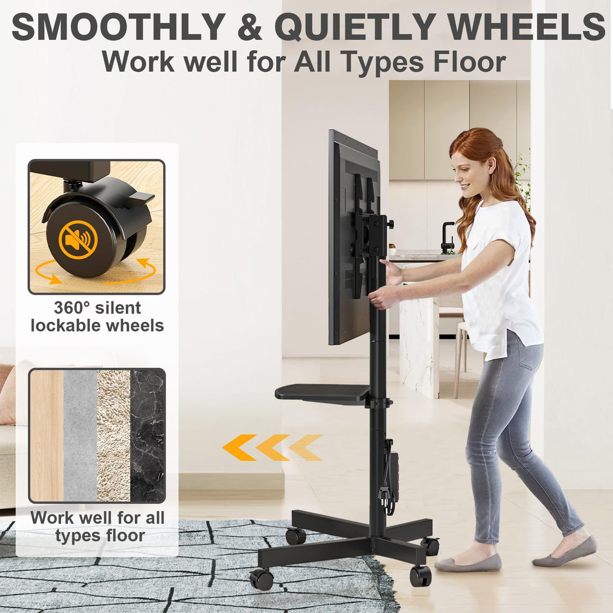 Mobile TV Stand with Power Outlet for 23-65 Inch TVs B701606